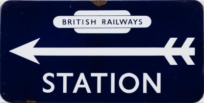 A BR(E) Enamel Station Direction Sign 'Station' (SC34/791).