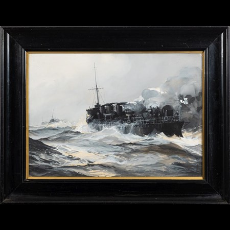 Montague Dawson [1895 1973] Naval Convoy In Stormy Seas